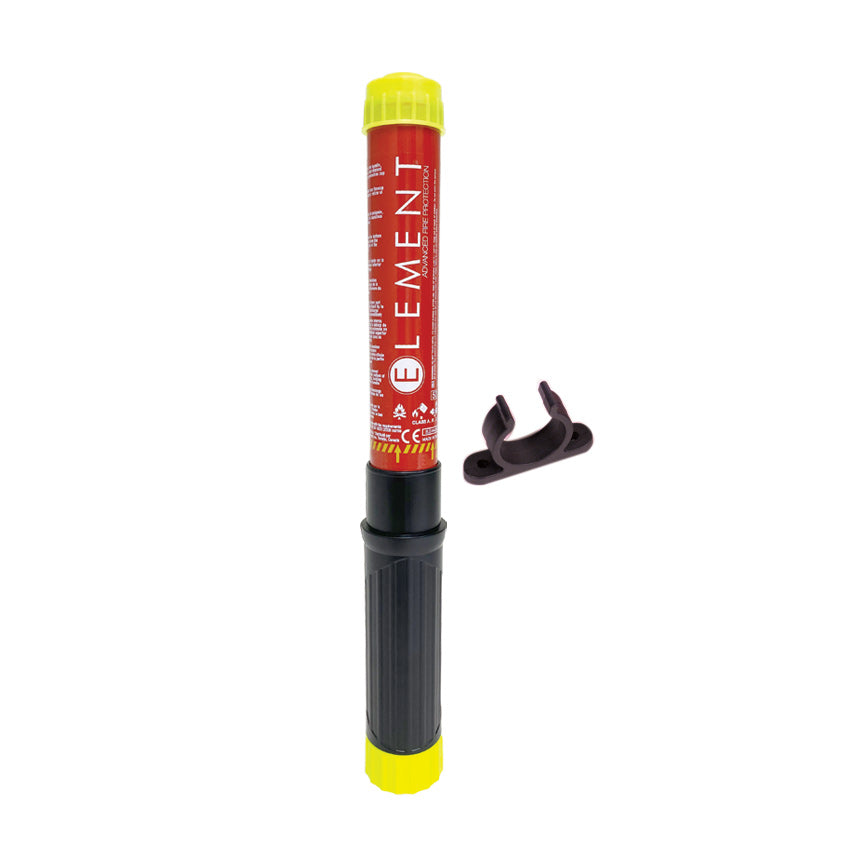 Extincteur compact Element E100 avec un clip de fixation en plastique
